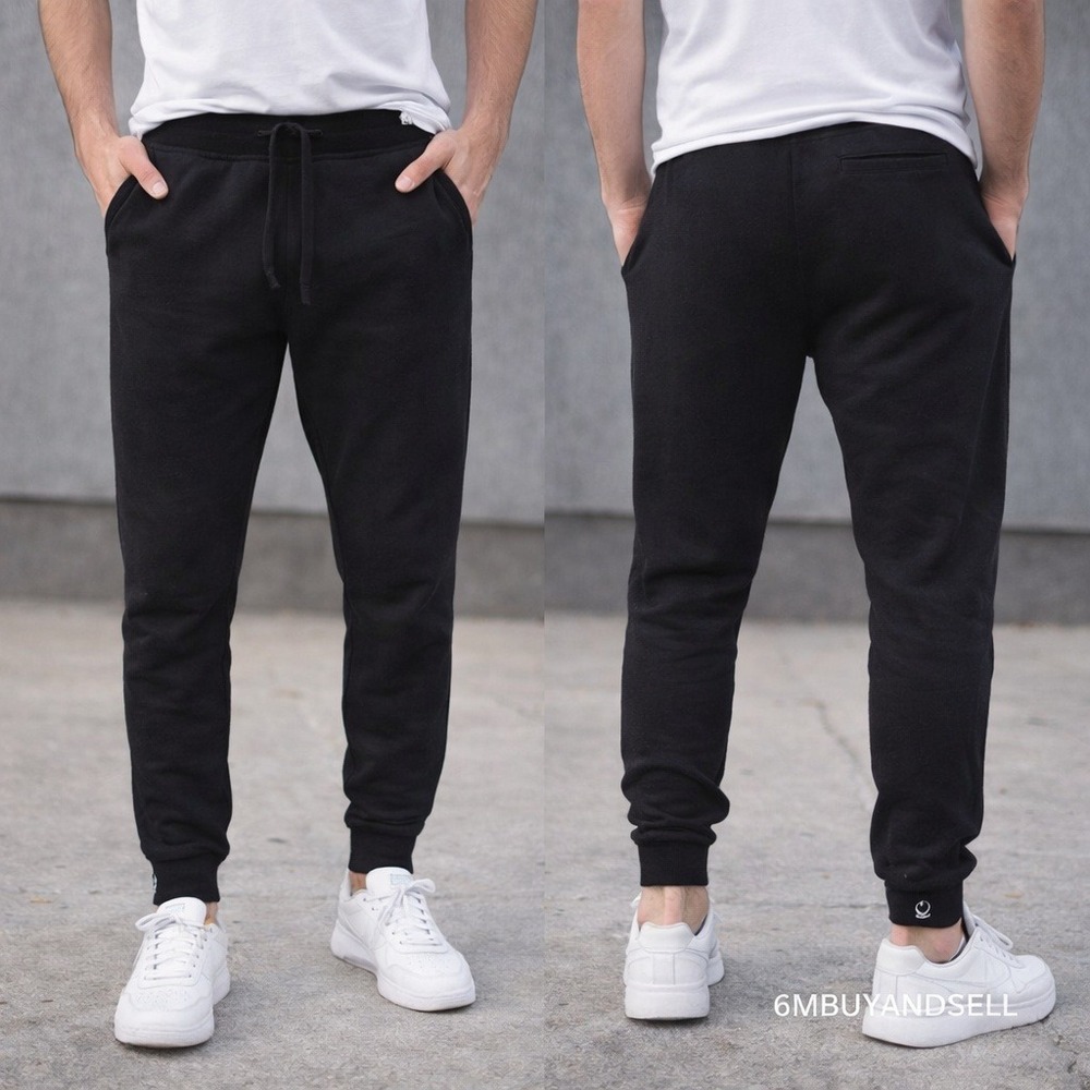 True Religion Mens Black Jogger Sweatpants Drawstring Fleece‎ Pants L 36809-00